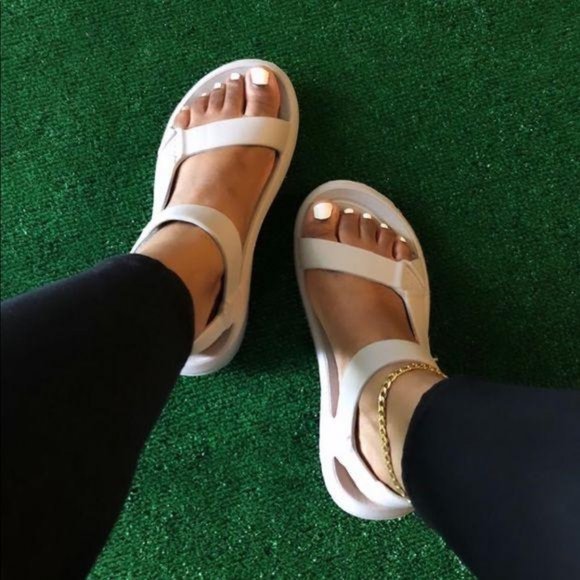 Shoes - Velcro Sport Sandal in Off White